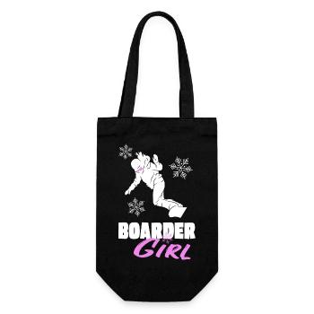 Snowboard Boarder Girl - Girl Woman Slope Board - Gift Bag for Bottles - black - Front