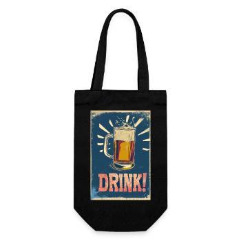 Ein Hoch auf Retro-Vibes: Schaumiges Pint-Poster - Geschenkbeutel für Flaschen - Schwarz - Vorne