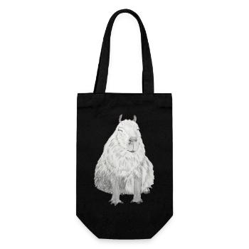 cute Capybara Wasserschwein Capibara Meerschwein - Geschenkbeutel für Flaschen - Schwarz - Vorne