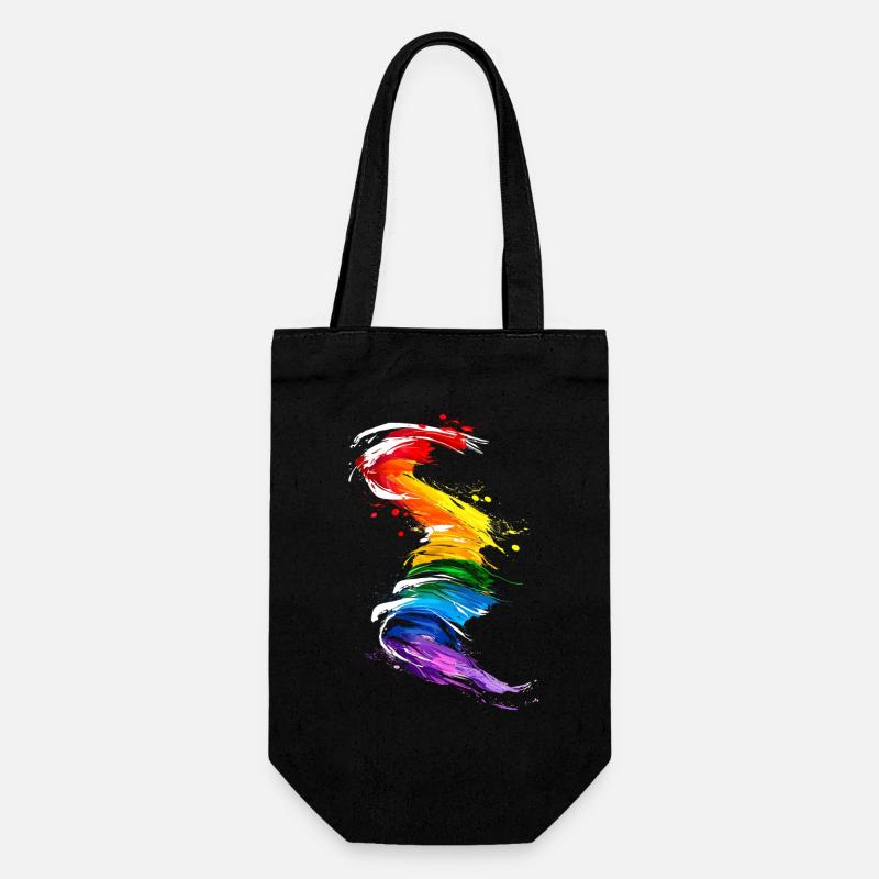 Abstraktes Regenbogen Pride Tornado Design - Lebendig - Geschenkbeutel für Flaschen - Schwarz