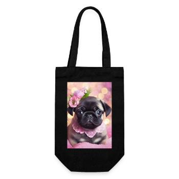 Pretty Bulldog with Flower Wreath - Gift Bag for Bottles - black - Front