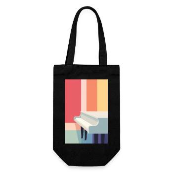 Piano à queue blanc sur fond coloré. - Sac à bouteille - noir - Devant