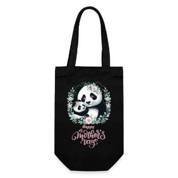 Joyeuse fête des mères Couronne florale maman Panda - Sac à bouteille - noir - Devant