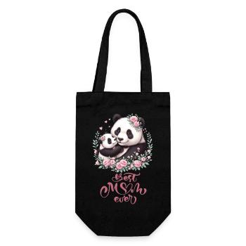 Best Mom Ever Panda Lover Floral Wreath I Mom - Geschenkbeutel für Flaschen - Schwarz - Vorne