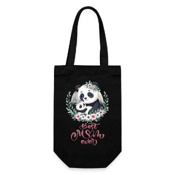 Best Mom Ever Panda Lover Floral Wreath I Mom - Geschenkbeutel für Flaschen - Schwarz - Vorne