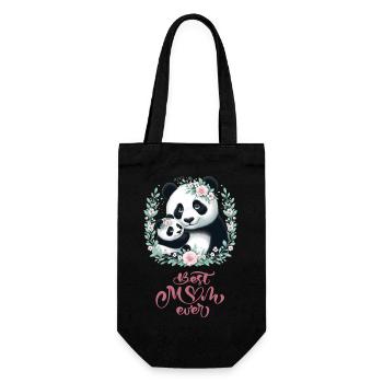 Meilleure maman de tous les temps, couronne florale d'amant de panda, je maman - Sac à bouteille - noir - Devant