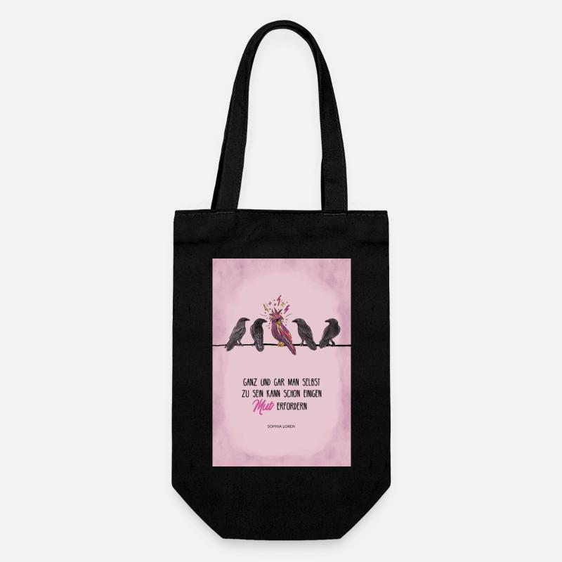 Motivational slogan Be brave, be yourself - Gift Bag for Bottles - black