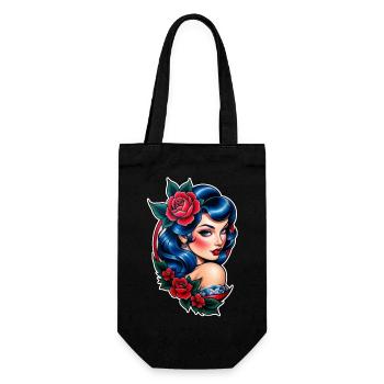 Rockabilly / Pin-up / 50er Jahre - Geschenkbeutel für Flaschen - Schwarz - Vorne