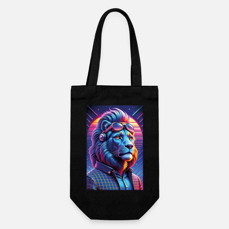 Lion Pop Art 80s - Gift Bag for Bottles - black