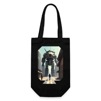 Manga Großer Roboter - Geschenkbeutel für Flaschen - Schwarz - Vorne