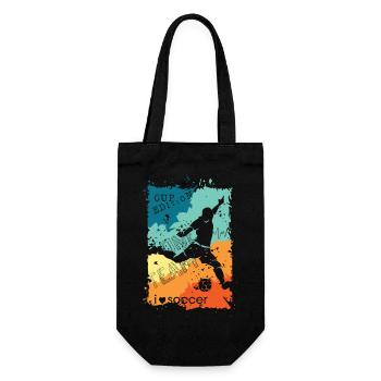 Fußball bunte Farben Spieler Schuss retro Logo - Geschenkbeutel für Flaschen - Schwarz - Vorne