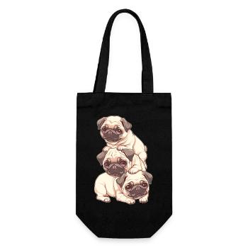 Mops Stapel - Geschenkbeutel für Flaschen - Schwarz - Vorne