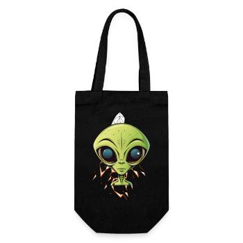 Alien head on spaceship - Gift Bag for Bottles - black - Front