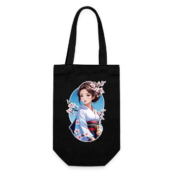 japonaise en kimono - japon - manga - Sac à bouteille - noir - Devant