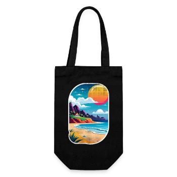 Strandurlaub Sonne Meer - Geschenkbeutel für Flaschen - Schwarz - Vorne