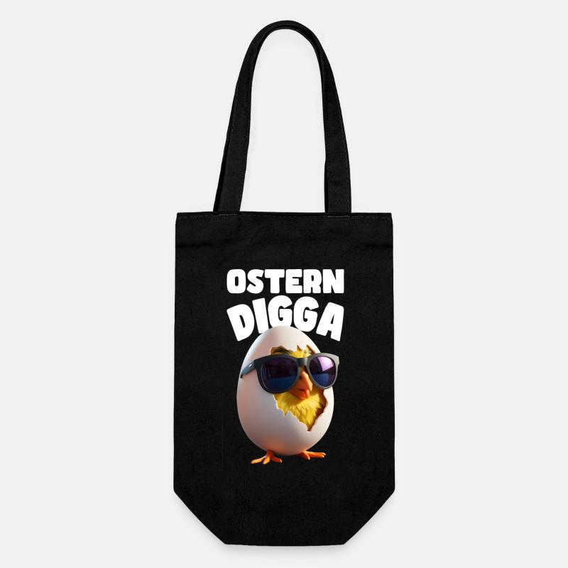 Drôle de Pâques Digga Design avec poussin et œuf - Sac à bouteille - noir