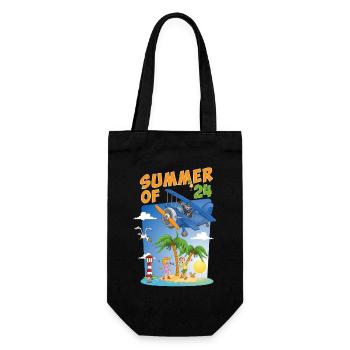 Fröhliche und farbenfrohe Sommerillustration - Geschenkbeutel für Flaschen - Schwarz - Vorne