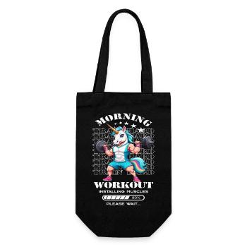 Einhorn Morning Workout - Geschenkbeutel für Flaschen - Schwarz - Vorne