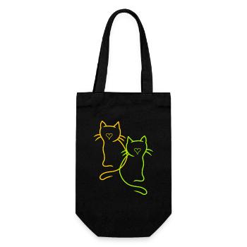 Vintage Katzen Retro Herz - Geschenkbeutel für Flaschen - Schwarz - Vorne