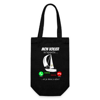 Mein Segelboot ruft mich - Geschenkbeutel für Flaschen - Schwarz - Vorne