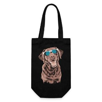 Brauner Labrador mit Sonnenbrille - Geschenkbeutel für Flaschen - Schwarz - Vorne