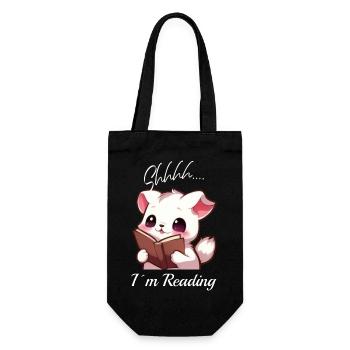 Chat avec livre - Sac à bouteille - noir - Devant
