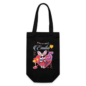 Birthday daughter granddaughter - 5 years old - EMILIA - Gift Bag for Bottles - black - Front