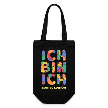 ICH BIN ICH - Limited Edition Selbstvertrauen Mut - Geschenkbeutel für Flaschen - Schwarz - Vorne