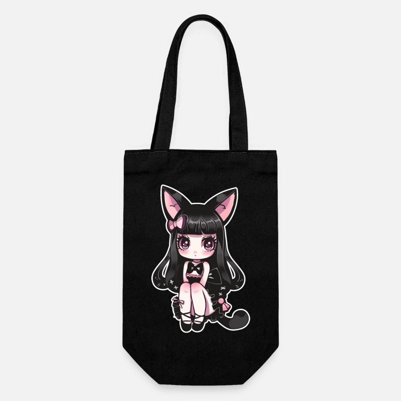 Neko chan kawaii - Sac à bouteille - noir