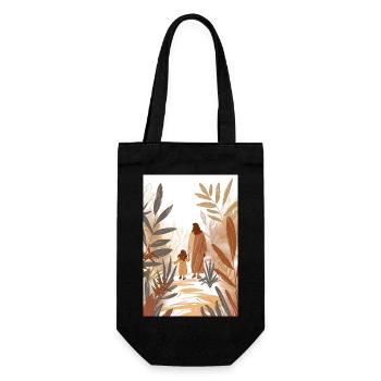 "Jesus, der mit einem Mädchen geht, religiöse - Geschenkbeutel für Flaschen - Schwarz - Vorne