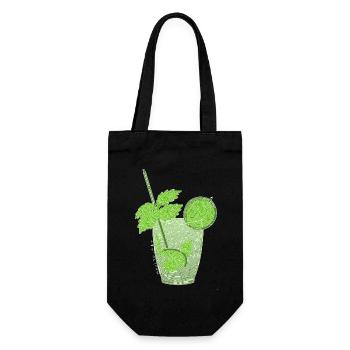 Laby Mojito (weiße Kontur) - Geschenkbeutel für Flaschen - Schwarz - Vorne
