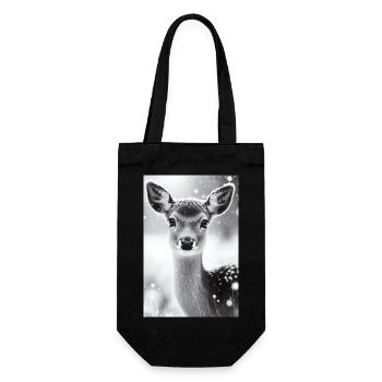 Tranquil Deer in Snowy Forest - Gift Bag for Bottles - black - Front