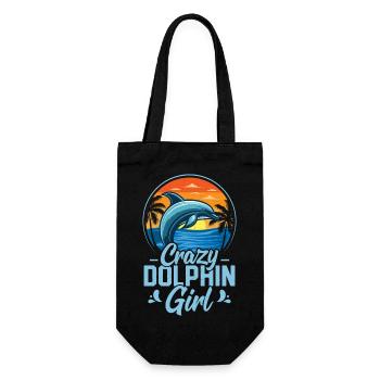 Crazy Dolphin Girl Marine Biology Beach Vacation - Gift Bag for Bottles - black - Front