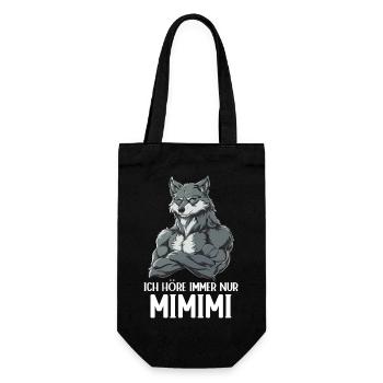 Wolf Wölfe Wildnis Wald Ich höre immer nur Mimimi - Geschenkbeutel für Flaschen - Schwarz - Vorne