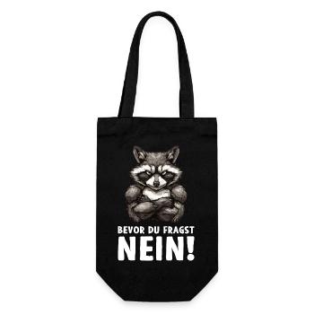 Waschbär Raccoon Wald Natur Bevor du fragst Nein - Geschenkbeutel für Flaschen - Schwarz - Vorne