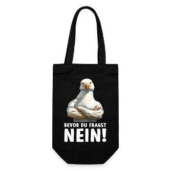 Möwe Seevogel Bevor du fragst Nein - Geschenkbeutel für Flaschen - Schwarz - Vorne