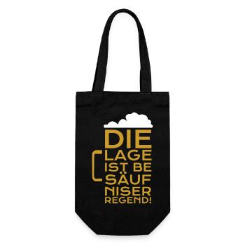 Bier Die Lage ist besäufniserregend - Geschenkbeutel für Flaschen - Schwarz - Vorne
