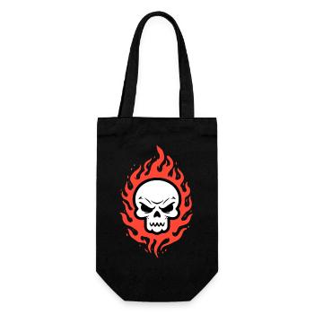 Skull in flames - Gift Bag for Bottles - black - Front