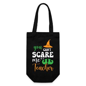 You Cant Scare Me I Am Teacher - Geschenkbeutel für Flaschen - Schwarz - Vorne