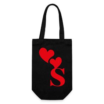 Lettre s cœur rouge - Sac à bouteille - noir - Devant