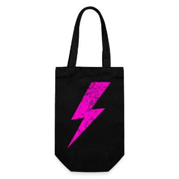 Bright Pink Lightning Motif - Gift Bag for Bottles - black - Front
