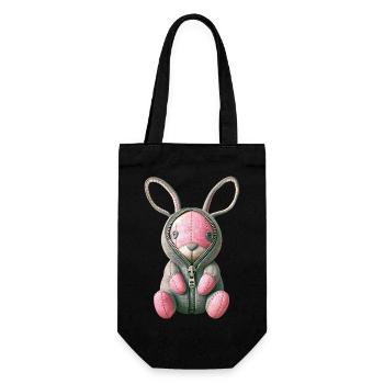 Rosa Häschen - Geschenkbeutel für Flaschen - Schwarz - Vorne