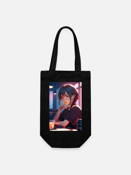 Anime Girl Design - Art manga détaillé - Sac à bouteille - noir