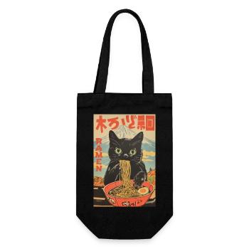 Drôle de chat Ramen Japonais Japon Amoureux - Sac à bouteille - noir - Devant