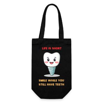 Life Is Short Smile While You Still Have Teeth - Gift Bag for Bottles - black - Front