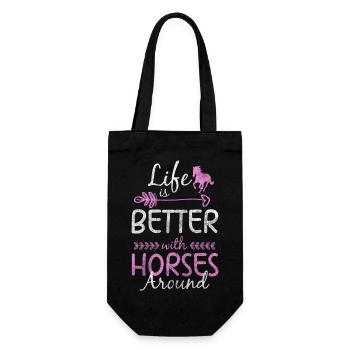 Reiten Sportreiten Tiere Hufe - Geschenkbeutel für Flaschen - Schwarz - Vorne