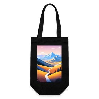 Panoramic view: Mountain path into the evening - Gift Bag for Bottles - black - Front