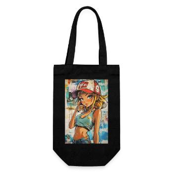Graffiti Animegirl - Geschenkbeutel für Flaschen - Schwarz - Vorne