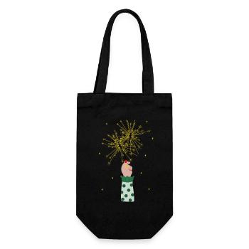 Wünsch dir was - viel Glück - Geschenke für dich - Geschenkbeutel für Flaschen - Schwarz - Vorne