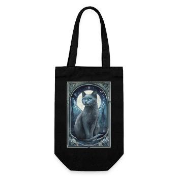 bluestar Blaustern graue Katze Mond Nacht - Geschenkbeutel für Flaschen - Schwarz - Vorne